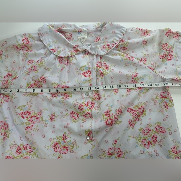 Belle Fleur VTG Floral Mother of Pearl Button Down Housecoat Robe Medium - Picture 3 of 9